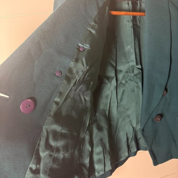 Linda Allard Ellen Tracy Green 100% Wool Suit Jacket Sz Petite 6, Skirt Sz 4 - Picture 7 of 14